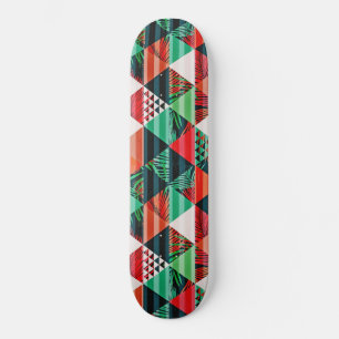 Asymmetrical shapes with lots of colour and palm skateboard