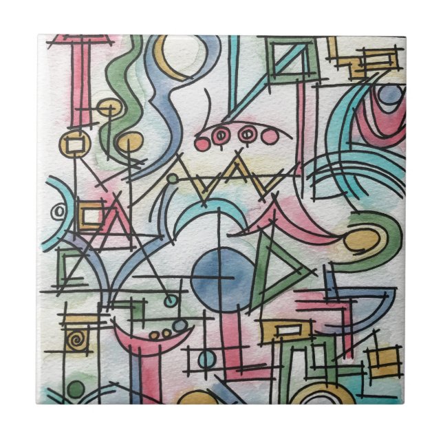 Asymmetry-Modern Bauhaus Geometric Art Tile (Front)