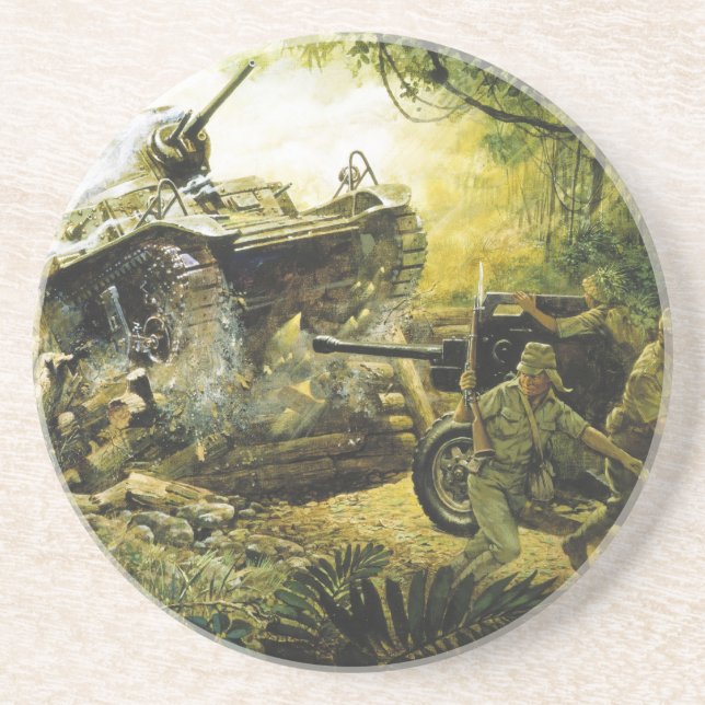 At a Roadblock on the Road to Bataan Don Millsap Coaster (Front)