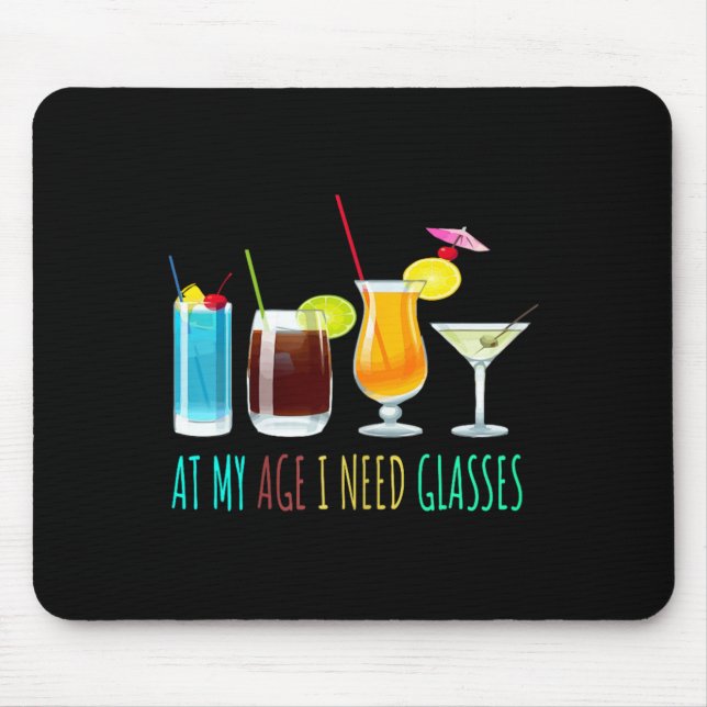At Age Need Gles Funny Sarcasm Sarcastic Humour Mouse Mat (Front)