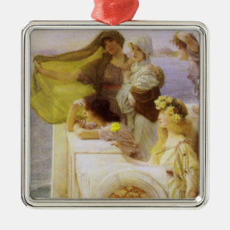 At Aphrodite's Cradle by Sir Lawrence Alma Tadema Metal Tree Decoration
