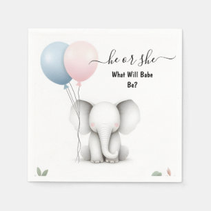 At Big Zoo Baby White Elephant Birth Gender Reveal Napkin