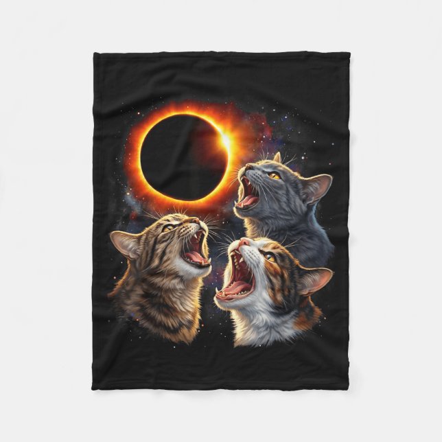 At Cats Howling Total Solar Eclipse Fleece Blanket (Front)