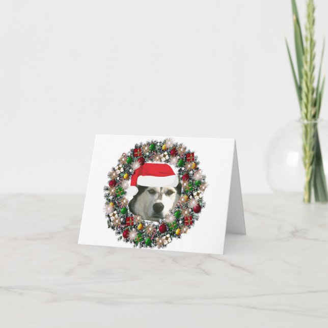 At Christmas - Alaskan Malamute Holiday Card (Front)