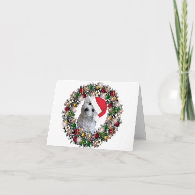 At Christmas — Bichon Frise Holiday Card (Front)