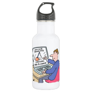 At Computer Online Banking Funny Cartoon 532 Ml Water Bottle