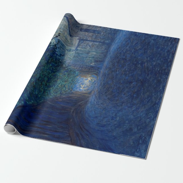 At Dusk (Night Landscape) (Evening Scene) Wrapping Paper (Unrolled)