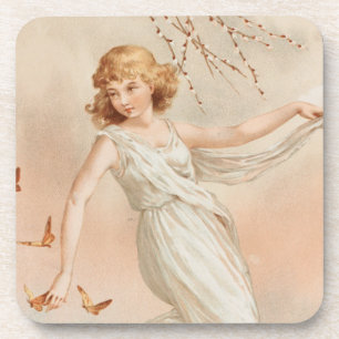 "At Easter Joy" - Vintage Print, L. Prang & Co. Coaster