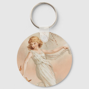 "At Easter Joy" - Vintage Print, L. Prang & Co. Key Ring