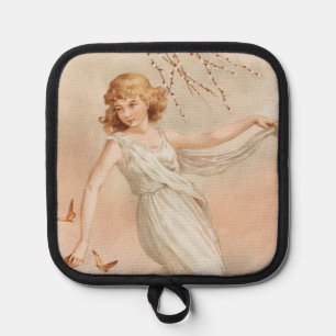 "At Easter Joy" - Vintage Print, L. Prang & Co. Pot Holder
