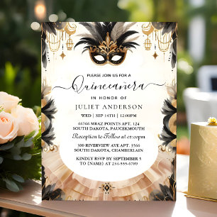 At Fancy Prom Mask Fun Masquerade Quinceañera Invitation