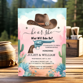 At Fun Barn Hat Farm Film Usa Cowboy Gender Reveal Invitation