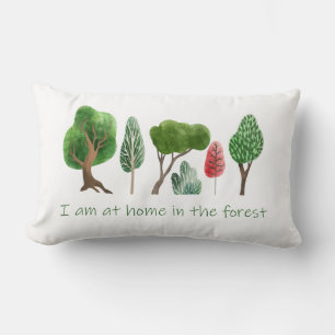 At Home in the Forest Inspirational Quote Lumbar Cushion