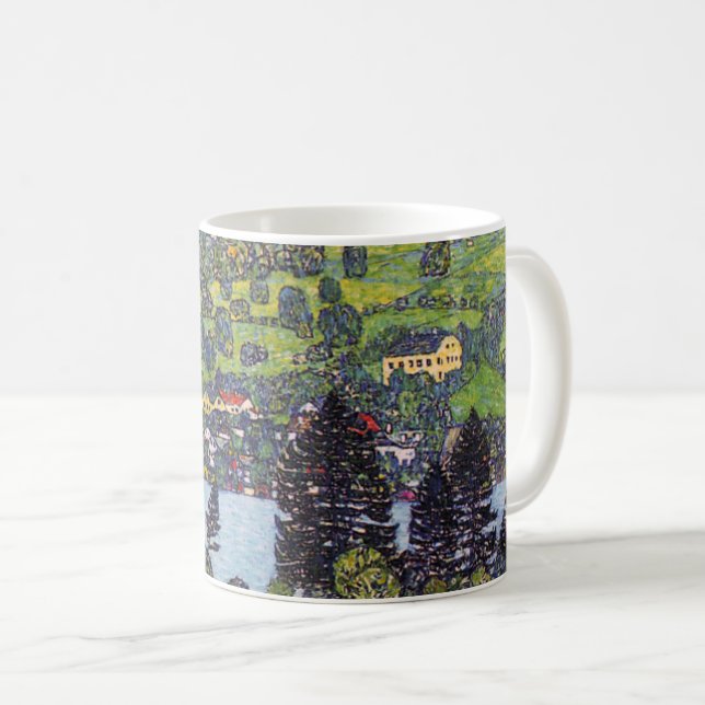 At Lake Atter, Gustav Klimt Coffee Mug (Front Right)