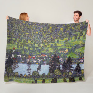 At Lake Atter, Gustav Klimt Fleece Blanket