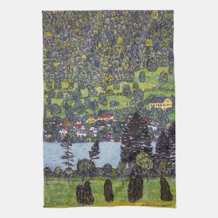 At Lake Atter, Gustav Klimt Tea Towel