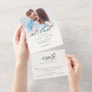 At Last All In One Simple Photo Wedding Invitation