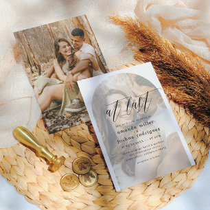 At Last Delicate Calligraphy & Arch Photo Wedding Invitation
