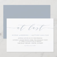 At Last Dusty Blue Minimalist Script Wedding