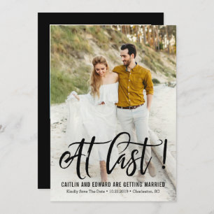 At Last EDITABLE Background Colour Save The Date Invitation
