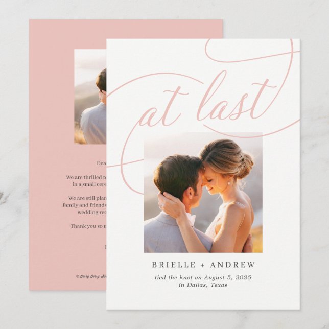 At Last Editable Colour Wedding Announcement (Front/Back)