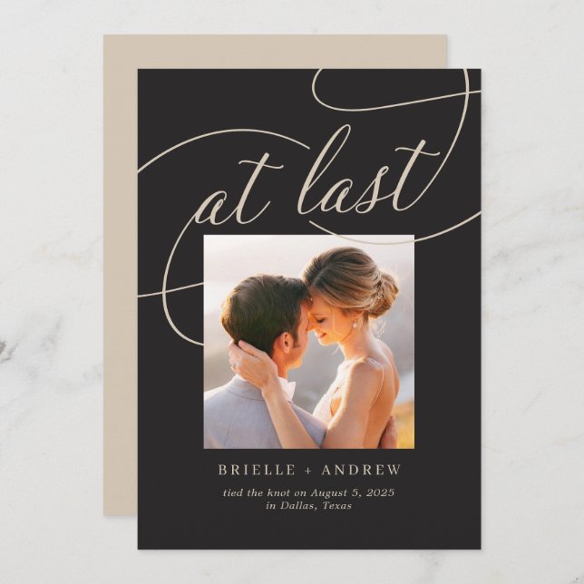 At Last Editable Colour Wedding Announcement (Front/Back)