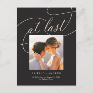 At Last Editable Colour Wedding Announcement Postc Postcard