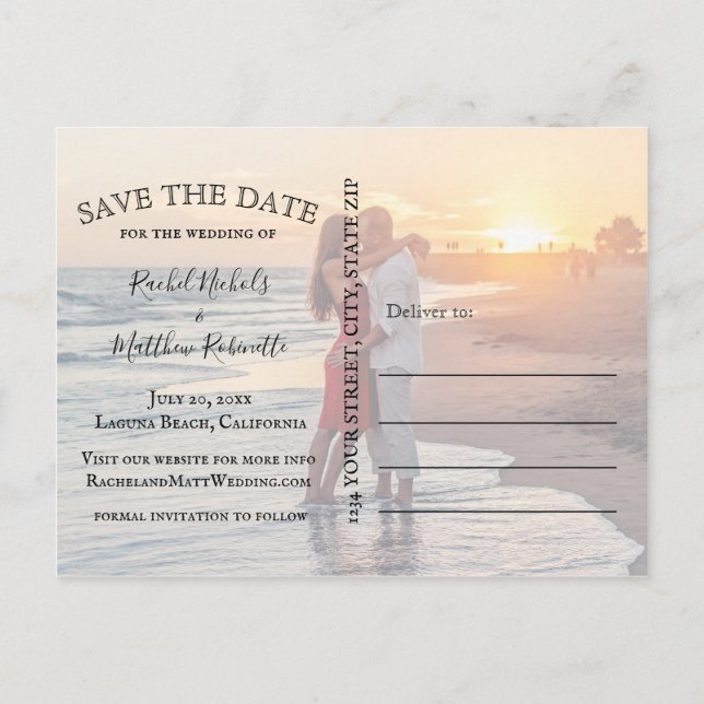 At Last Elegant Wedding Save the Date Announcement Postcard (Back)