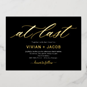 At Last Foil Editable Colour Wedding Invitation