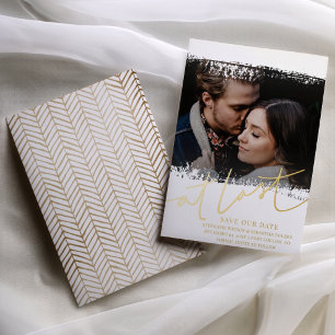 At Last Gold Foil Wedding Save the Date