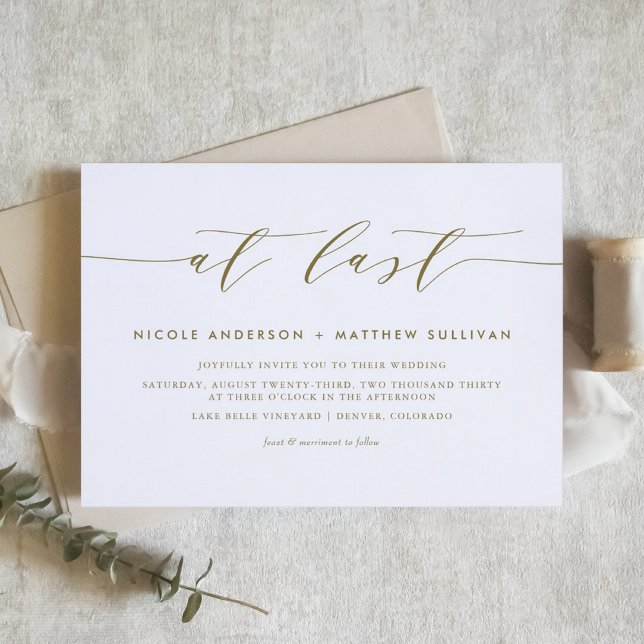 At Last Gold Minimalist Script Wedding Invitation (At Last Gold Minimalist Script Wedding Invitation)