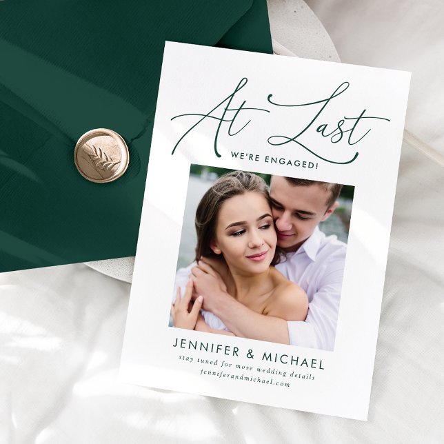 At Last Green Script Photo Engagement Announcement (Creator Uploaded)