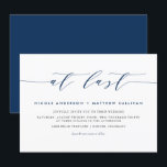 At Last Navy Blue Minimalist Script Wedding Invitation<br><div class="desc">At last! Invite family and friends to your wedding with this customisable wedding invitation. It features the quote "At Last" in a minimalist script and classic typography for other details. Personalise this minimalist wedding invitation by adding your details. This navy blue wedding invitation is perfect for any wedding season or...</div>