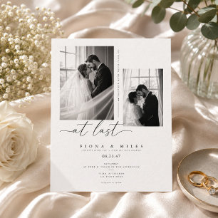 At Last Script Two Photo Modern Wedding Invitation