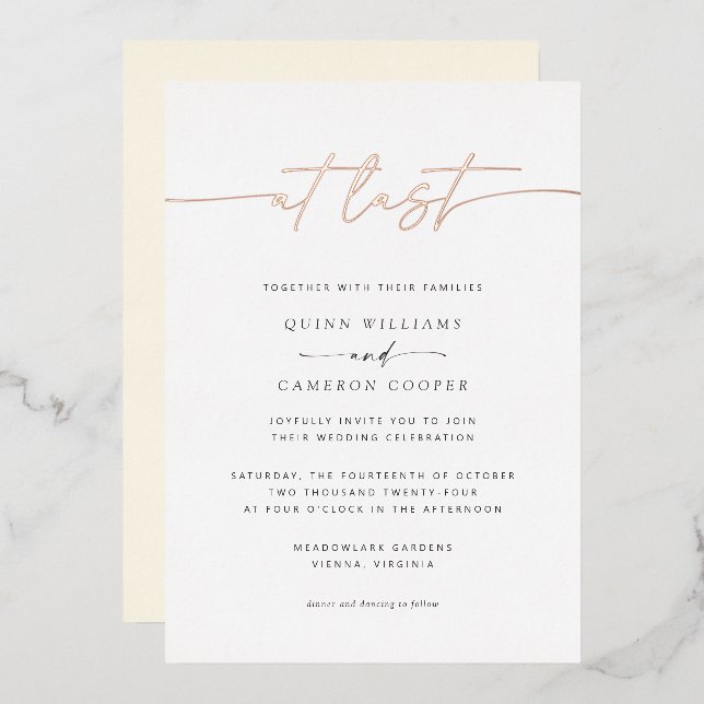 At Last Wedding Foil Invitation (Front/Back)