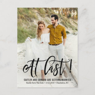 At Last Wedding Save The Date Postcard Black