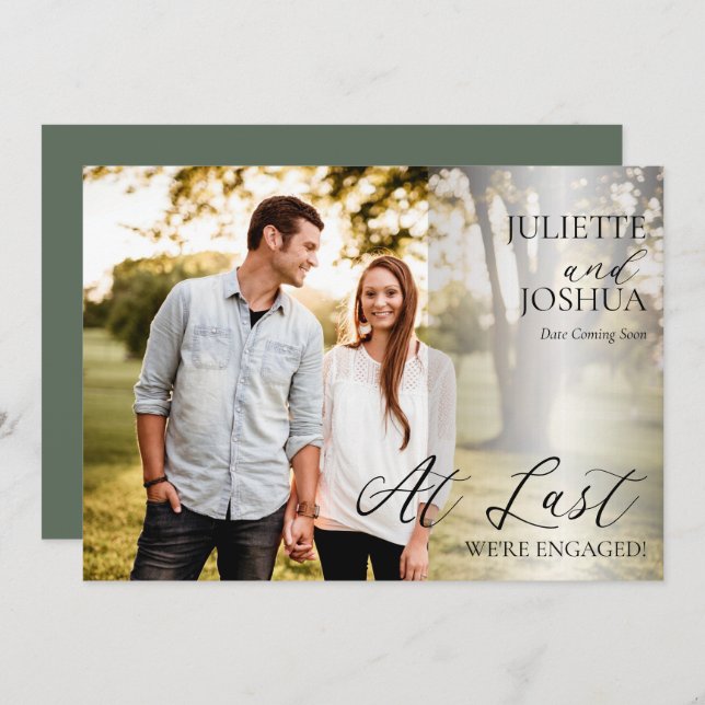 At Last We're Engaged Photo Engagement Announcemen Announcement (Front/Back)