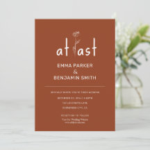 At Last Wildflower Rust Modern Minimalist Wedding