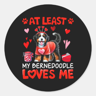 At Least My Bernedoodle Loving Me Valentine's Sing Classic Round Sticker