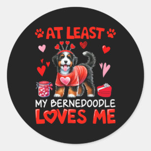 At Least My Bernedoodle Loving Me Valentine's Sing Classic Round Sticker