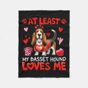 At Least My Bet Hound Loving Me Valentine's Single Fleece Blanket