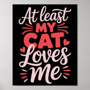 At Least My Cat Loves Me Funny Anti-valentine Sing Poster