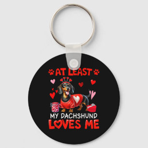 At Least My Dachshund Loving Me Valentine's Single Key Ring