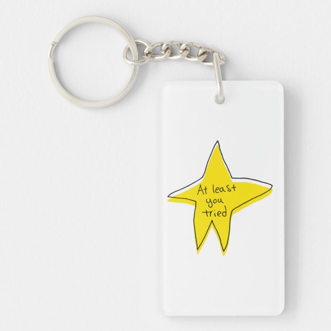 At Least You Tried - Yellow Star Key Ring (Front)