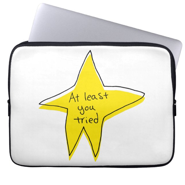 At Least You Tried - Yellow Star Laptop Sleeve (Front)