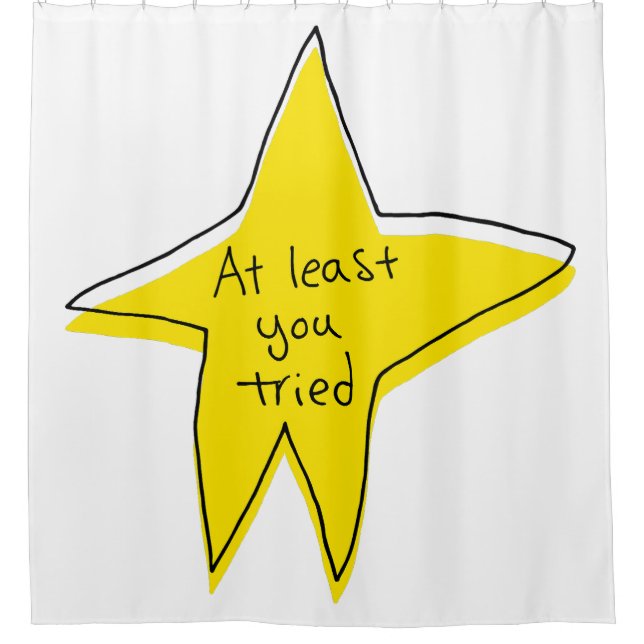 At Least You Tried - Yellow Star Shower Curtain (Front)