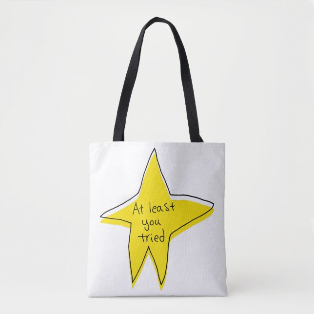 At Least You Tried - Yellow Star Tote Bag (Front)