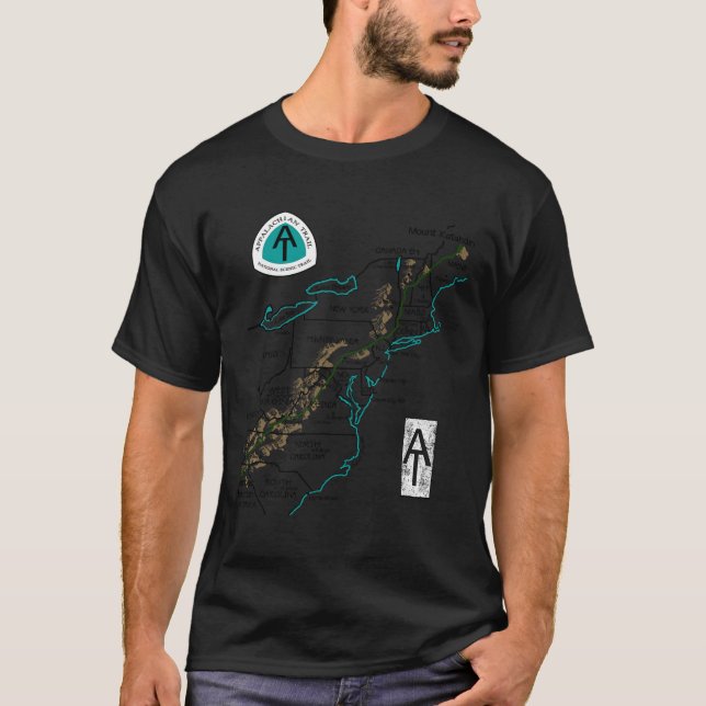 At Logo Appalachian Trail Hiking Map  T-Shirt (Front)
