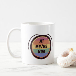 At ME/HE KIM Pronoun Rainbow Circle LGBTQ+ Pride Coffee Mug