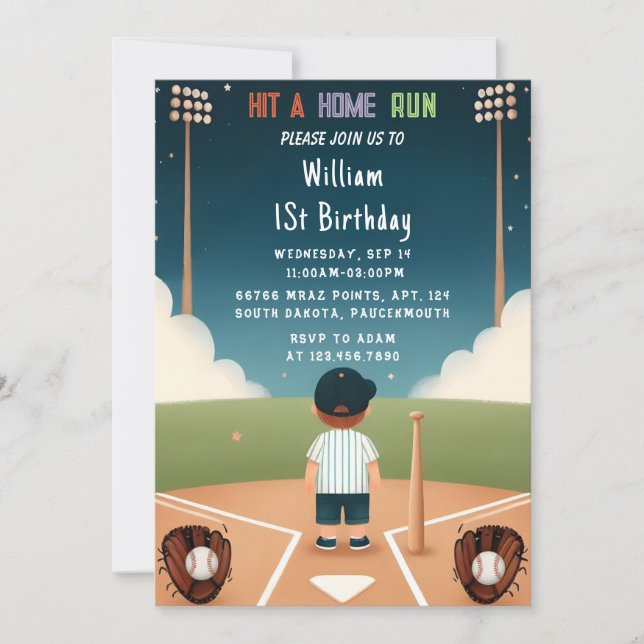 At Men Ball Wood Game Team Baseball 1st Birthday Invitation (Front)